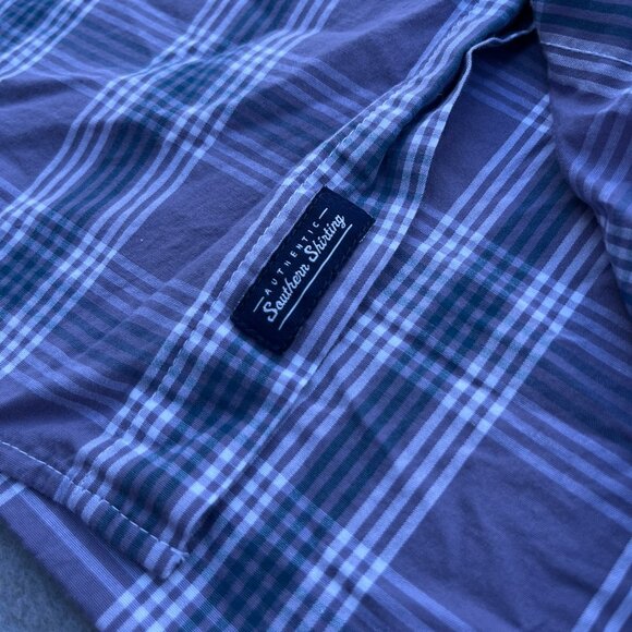 Crown & Ivy Mens 3XT Blue Plaid Classic Fit Button Down Preppy Long Sleeve - Picture 4 of 6
